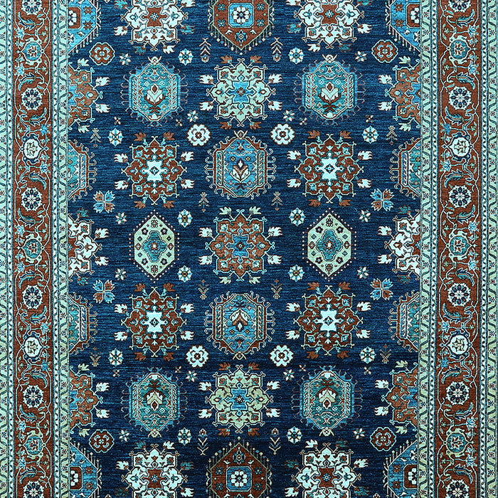 Machine Washable Oriental Light Blue Industrial Rug, wshurb1486lblu