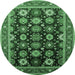 Round Oriental Emerald Green Industrial Rug, urb1486emgrn