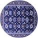 Round Oriental Blue Industrial Rug, urb1486blu