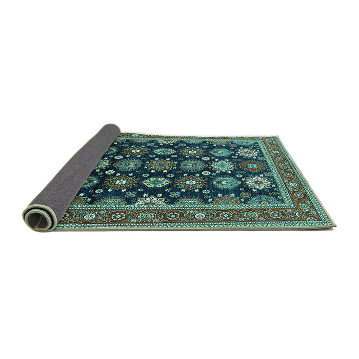 Sideview of Oriental Turquoise Industrial Rug, urb1486turq