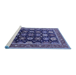Sideview of Machine Washable Oriental Blue Industrial Rug, wshurb1486blu