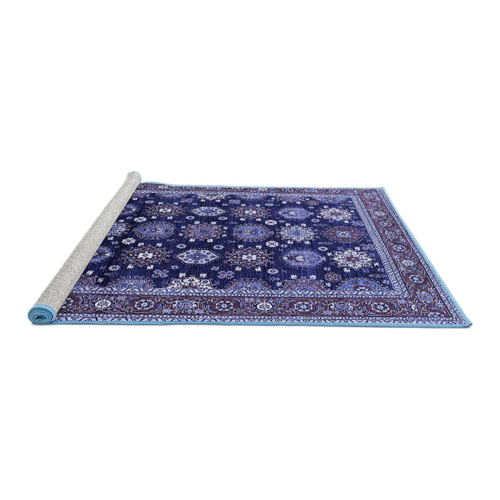 Sideview of Machine Washable Oriental Blue Industrial Rug, wshurb1486blu