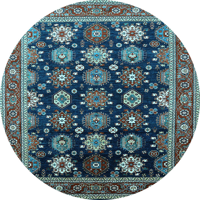 Round Oriental Light Blue Industrial Rug, urb1486lblu