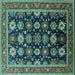 Square Oriental Turquoise Industrial Rug, urb1486turq