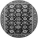 Round Oriental Gray Industrial Rug, urb1486gry