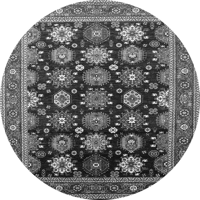 Round Machine Washable Oriental Gray Industrial Rug, wshurb1486gry