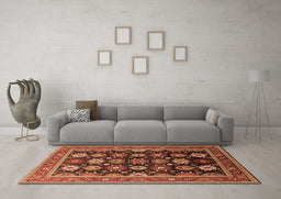 Machine Washable Oriental Orange Industrial Area Rugs in a Living Room, wshurb1486org