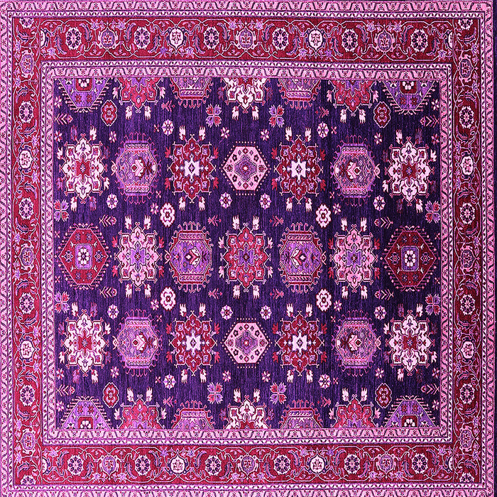 Square Machine Washable Oriental Pink Industrial Rug, wshurb1486pnk