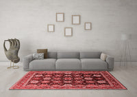 Machine Washable Oriental Red Industrial Rug, wshurb1486red