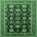 Square Oriental Emerald Green Industrial Rug, urb1486emgrn