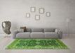 Machine Washable Oriental Green Industrial Area Rugs in a Living Room,, wshurb1487grn