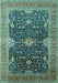 Machine Washable Oriental Turquoise Industrial Area Rugs, wshurb1487turq