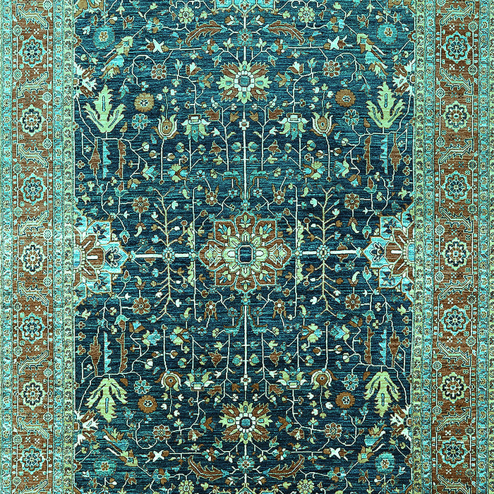 Machine Washable Oriental Turquoise Industrial Area Rugs, wshurb1487turq