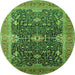 Round Oriental Green Industrial Rug, urb1487grn