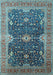 Machine Washable Oriental Light Blue Industrial Rug, wshurb1487lblu