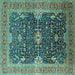 Square Oriental Turquoise Industrial Rug, urb1487turq