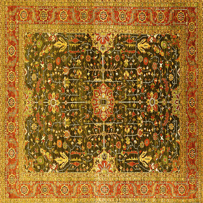 Square Oriental Yellow Industrial Rug, urb1487yw