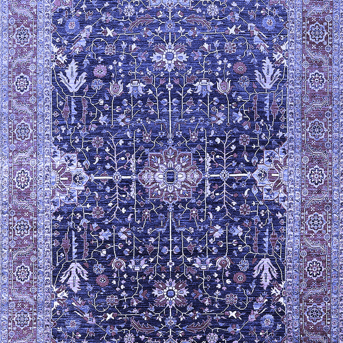 Machine Washable Oriental Blue Industrial Rug, wshurb1487blu