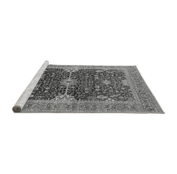 Sideview of Machine Washable Oriental Gray Industrial Rug, wshurb1487gry