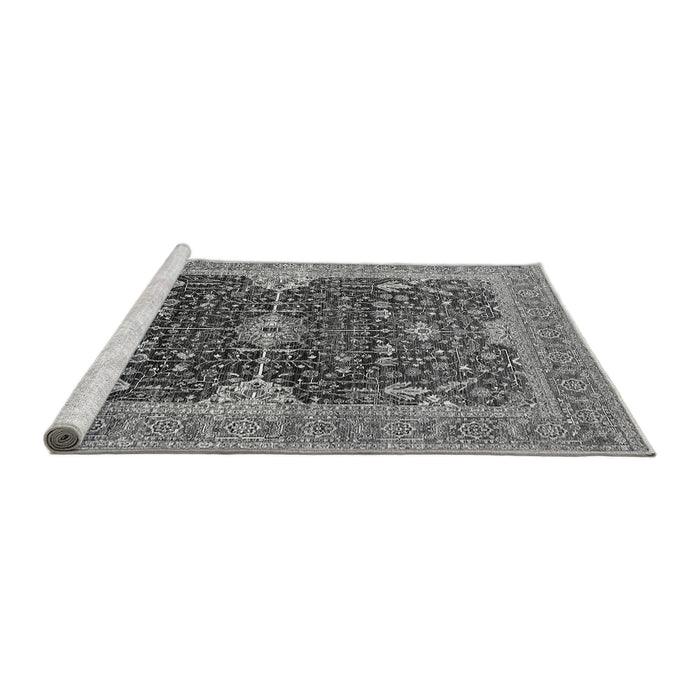 Sideview of Machine Washable Oriental Gray Industrial Rug, wshurb1487gry