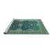 Sideview of Machine Washable Oriental Turquoise Industrial Area Rugs, wshurb1487turq