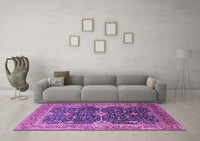 Machine Washable Oriental Purple Industrial Rug, wshurb1487pur