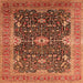 Square Machine Washable Oriental Orange Industrial Area Rugs, wshurb1487org