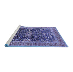 Sideview of Machine Washable Oriental Blue Industrial Rug, wshurb1487blu
