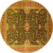 Round Oriental Yellow Industrial Rug, urb1487yw