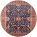 Round Mid-Century Modern Camel Brown Oriental Rug, urb1487