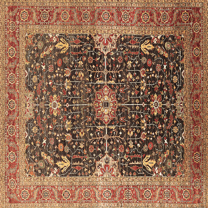 Square Machine Washable Oriental Brown Industrial Rug, wshurb1487brn