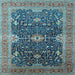 Square Oriental Light Blue Industrial Rug, urb1487lblu