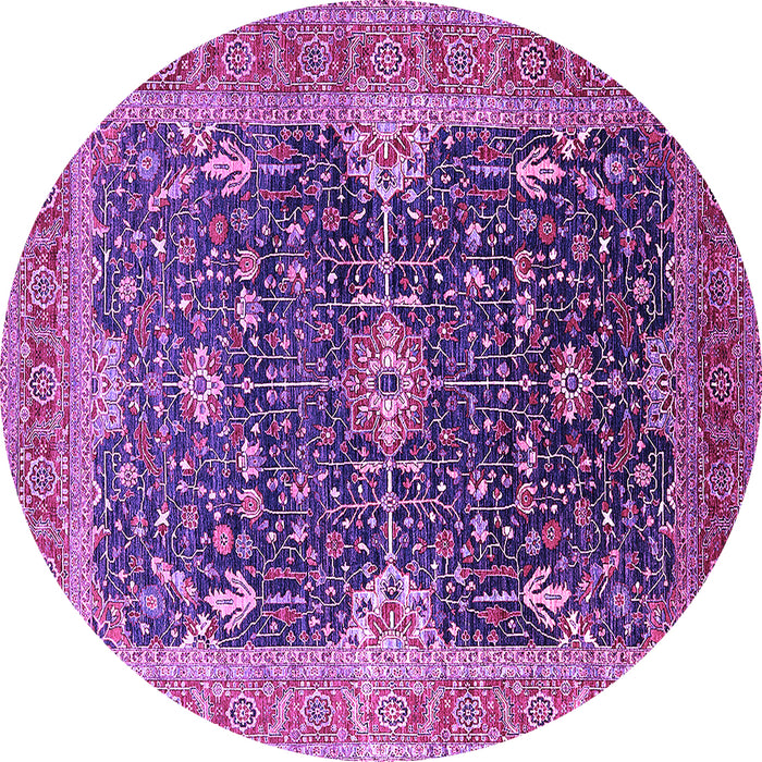 Round Machine Washable Oriental Purple Industrial Area Rugs, wshurb1487pur