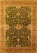 Machine Washable Oriental Yellow Industrial Rug, wshurb1487yw