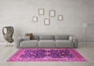 Machine Washable Oriental Pink Industrial Rug in a Living Room, wshurb1487pnk