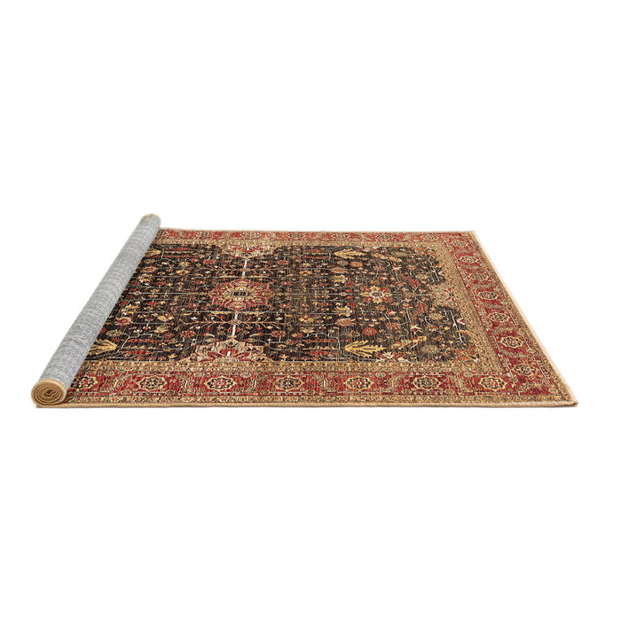 Sideview of Machine Washable Oriental Brown Industrial Rug, wshurb1487brn