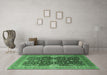 Machine Washable Oriental Emerald Green Industrial Area Rugs in a Living Room,, wshurb1487emgrn