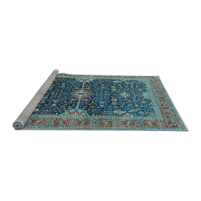Sideview of Machine Washable Oriental Light Blue Industrial Rug, wshurb1487lblu