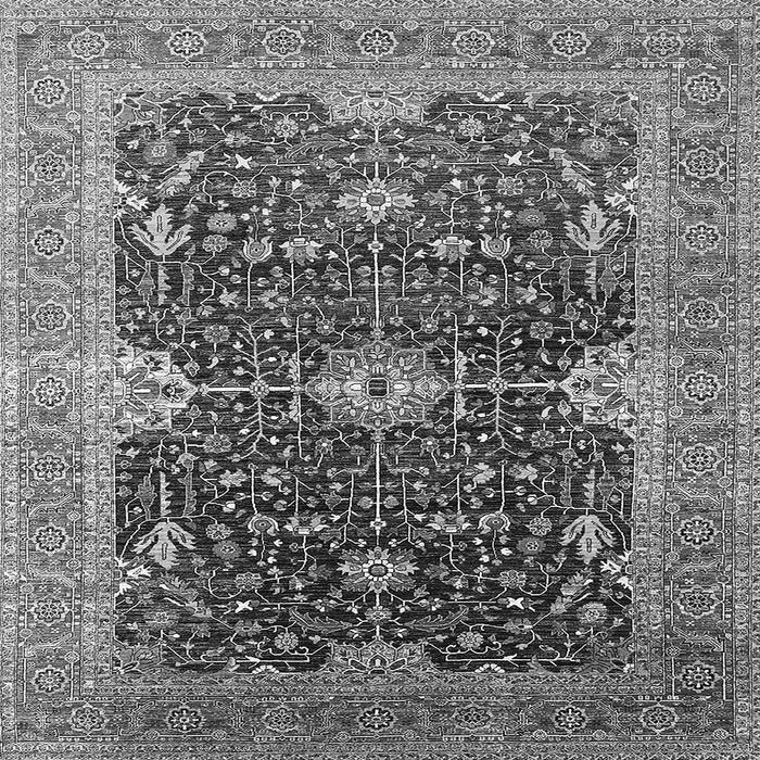 Square Machine Washable Oriental Gray Industrial Rug, wshurb1487gry