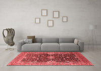 Machine Washable Oriental Red Industrial Rug, wshurb1487red