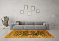 Machine Washable Oriental Yellow Industrial Rug, wshurb1487yw