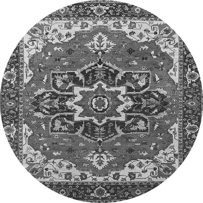 Round Persian Gray Traditional Rug, urb1488gry