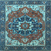 Square Machine Washable Persian Light Blue Traditional Rug, wshurb1488lblu