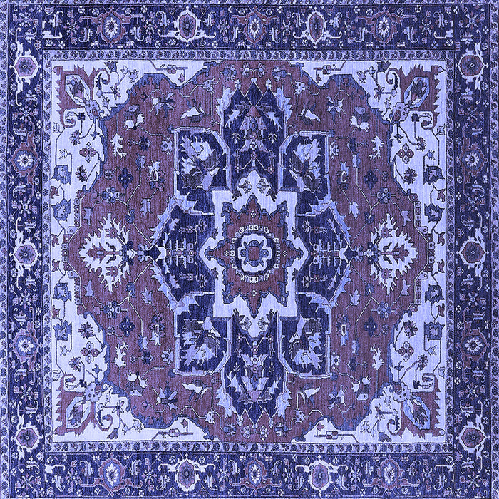 Square Machine Washable Persian Blue Traditional Rug, wshurb1488blu