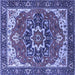 Square Machine Washable Persian Blue Traditional Rug, wshurb1488blu