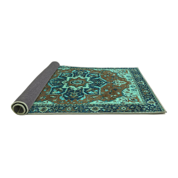 Sideview of Persian Turquoise Traditional Rug, urb1488turq
