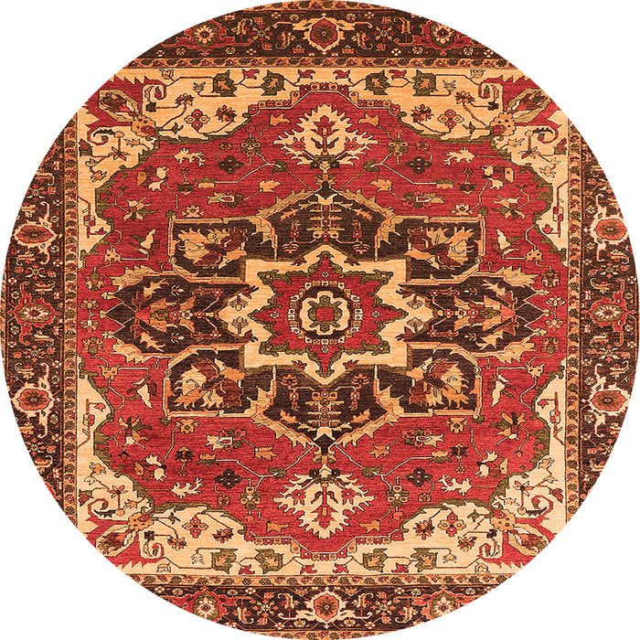 Round Persian Orange Traditional Rug, urb1488org