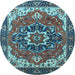 Round Persian Light Blue Traditional Rug, urb1488lblu