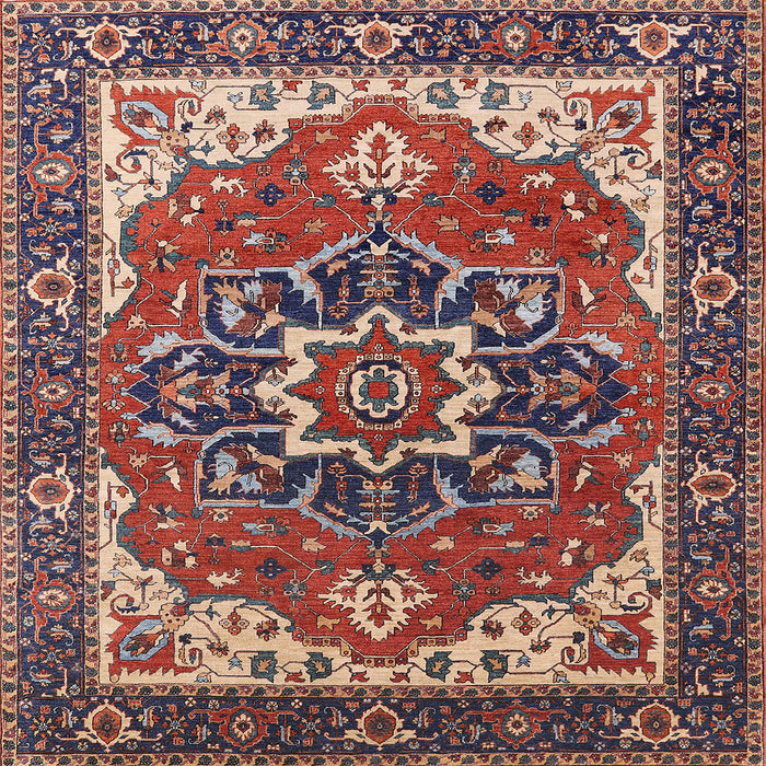 Square Mid-Century Modern Camel Brown Persian Rug, urb1488