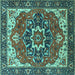 Square Persian Turquoise Traditional Rug, urb1488turq